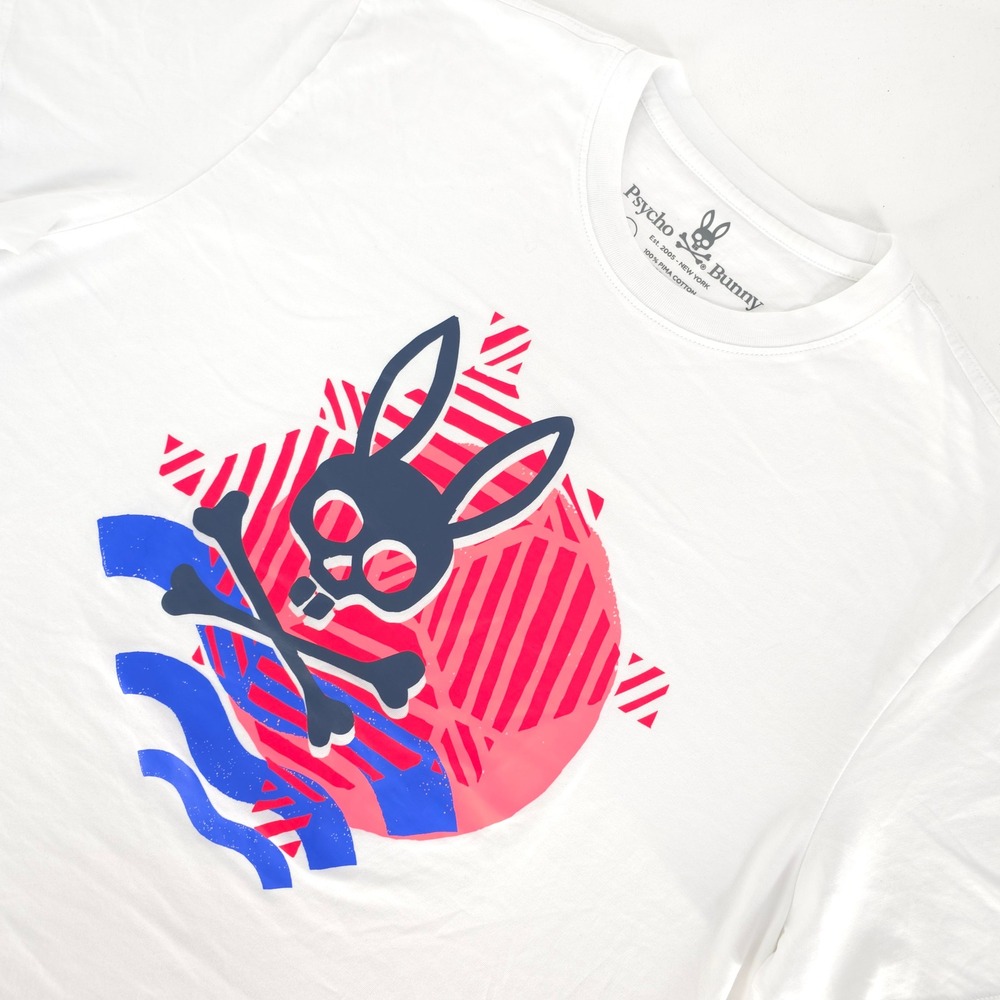 Psycho Bunny T-Shirt Youth 6‎ 90s Vibe Neon Bunny Skull Graphic Peru Pima Tee